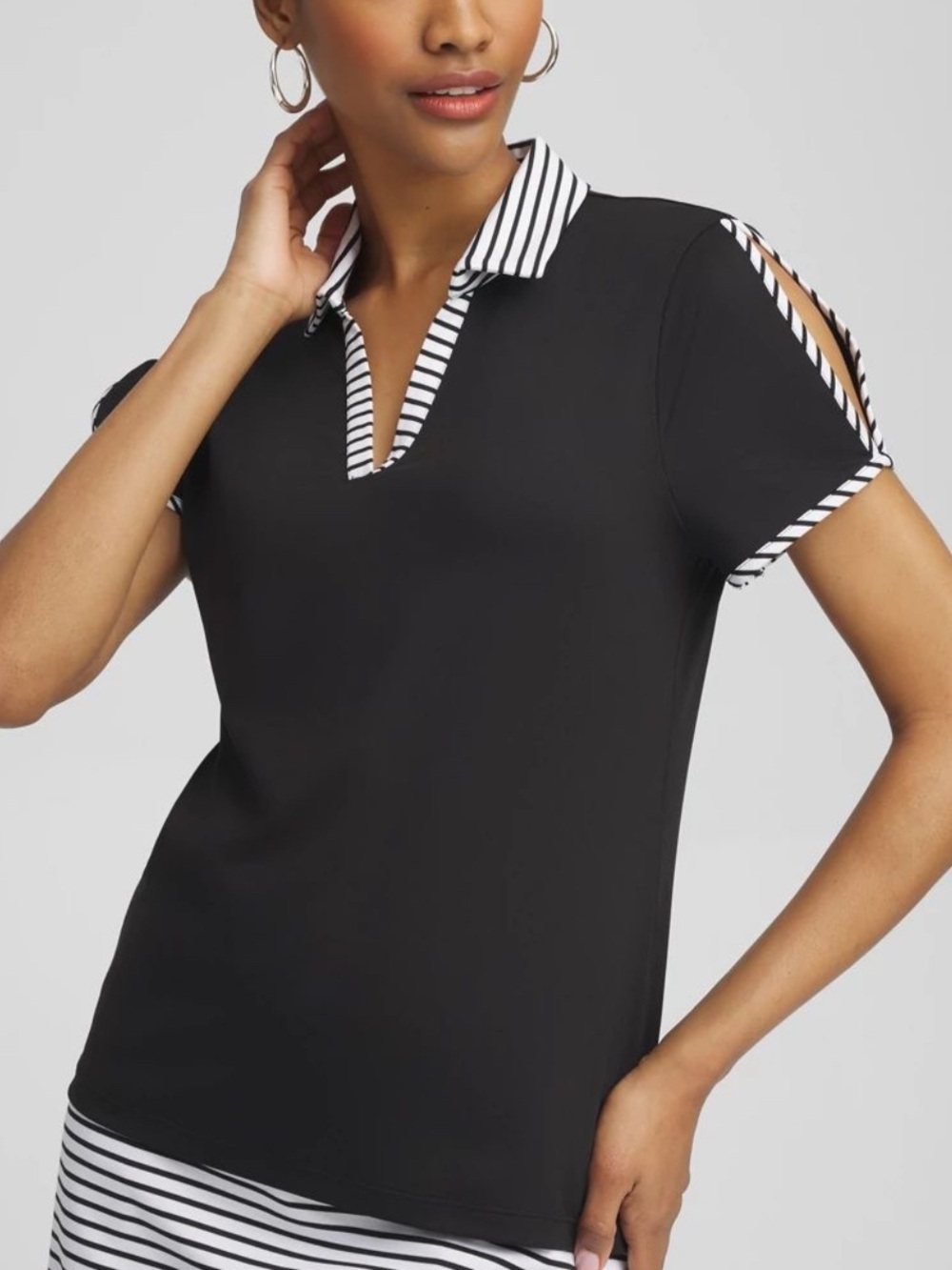 Chico's black and white striped polo shirt Size 3 #polo #striped
Z energy top